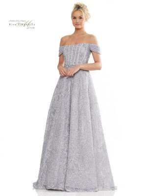 Rina Di Montella RD2993 Off Shoulder Lace A-Line Gown