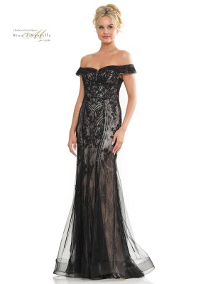 Rina Di Montella RD2997 Off Shoulder Sheer Lace Gown