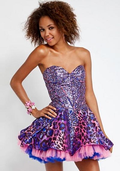 Purple Prom Dresses on Jovani Purple Leopard Print Short Prom Dress 153839 Image