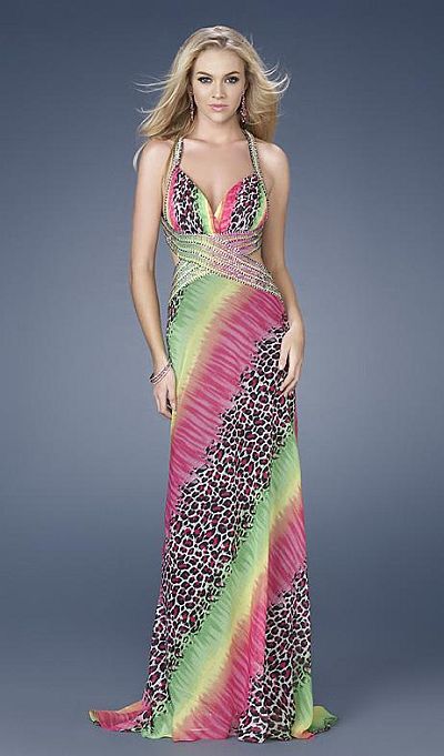 GiGi Neon and Leopard Print Prom Dress 14991 by La Femme image