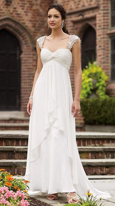 Discontinued Wedding Gowns on Destinations By Mon Cheri Lace Cap Sleeve Wedding Dress 110136 Image