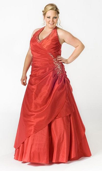 Sydney's Closet Red Halter Plus Size Prom Dress SC3001 image