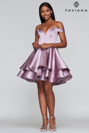 Faviana Glamour S10364 Off Shoulder Short Party Dress