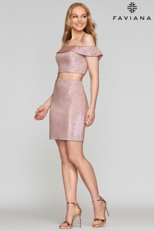 Faviana Glamour S10380 Shimmering 2 Piece Short Dress
