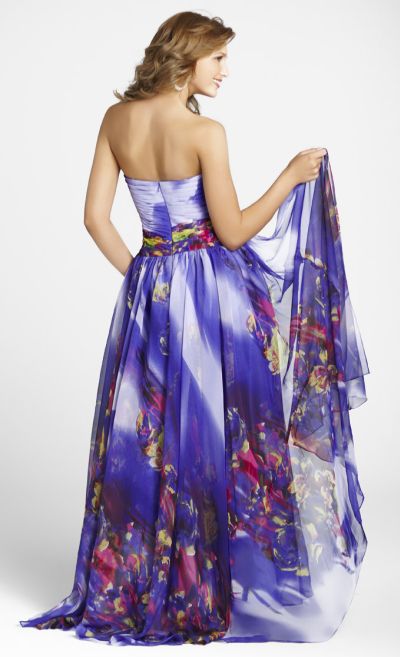 Blush Colored Dresses on View Of The Purple Floral Print Chiffon Blush Prom Dress 9217 Image