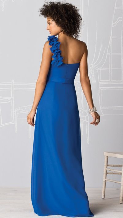  Dessy After Six One Shoulder Bridesmaid Dress with Flowers 6611 image