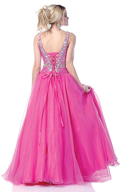 JOHNATHAN KAYNE HOT PINK LACEUP BACK BALL GOWN PROM DRESS 265