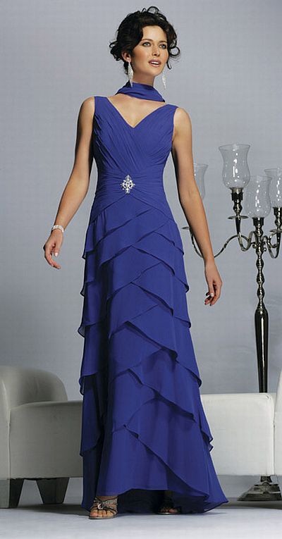 tiered evening gown