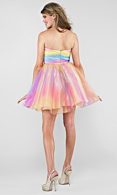 ... of the Cire by Landa Short Rainbow Tulle Party Prom Dress PE237 image