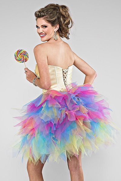 ... image of Cire by Landa Short Prom Party Dress with Rainbow Tulle PE295