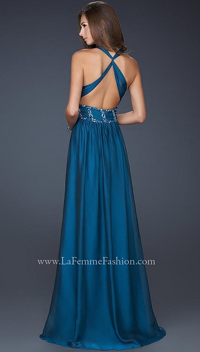 Femme Fashions Crisscross  Satinchiffon Gown on View Of The La Femme Beautiful V Neck Chiffon Prom Dress 17160 Image