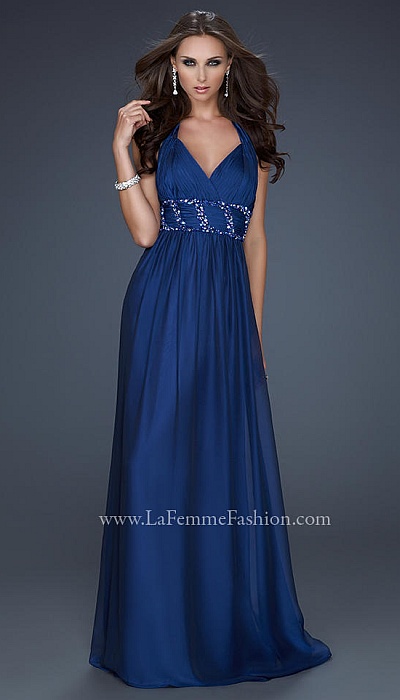 Femme Fashions Crisscross  Satinchiffon Gown on View Of The La Femme Beautiful V Neck Chiffon Prom Dress 17160 Image