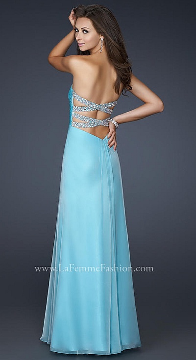 Femme Fashions Crisscross  Satinchiffon Gown on Alternate View Of The La Femme Chiffon Prom Dress With Layered Bust