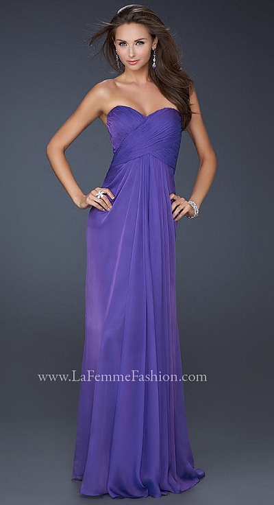 Femme Fashions Crisscross  Satinchiffon Gown on Alternate View Of The La Femme Chiffon Prom Dress With Layered Bust