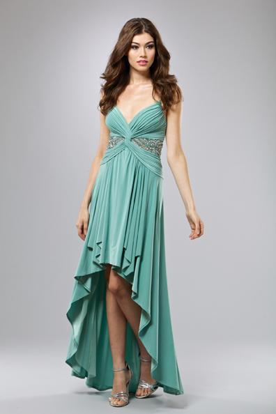 Mignon High Low Evening Dress with Beaded Illusion VM748 image
