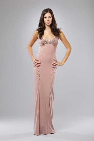 Mignon Fitted Evening Dress with Beading VM752: French Novelty