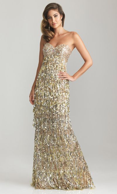 evening gown with fringe