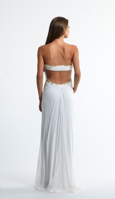 by johnny strapless wave gown white