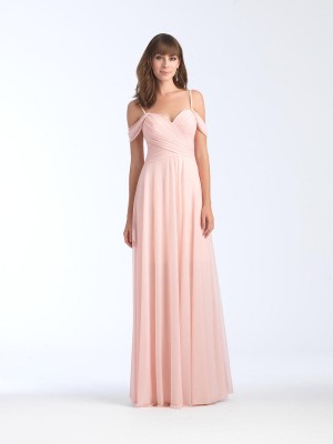 Size 6 Peach Allure 1567 Off the Shoulder Bridesmaid Dress