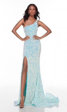 Size 2 Mint Opal Alyce Paris 61114 One Shoulder Sequin Prom Dress