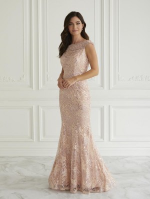Size 16 Rose Gold Christina Wu Elegance 17070 Timeless Lace MOB Gown