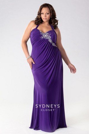 Sydneys Closet SC7084 Plus Size Slim Halter Dress