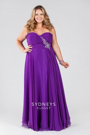 Sydneys Closet SC7091 Plus Size Ruched Dress