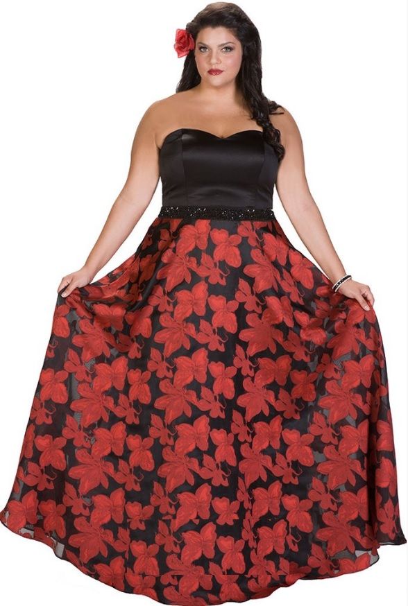 Sydneys Closet SC7215 Plus Size Floral Prom Dress French Novelty