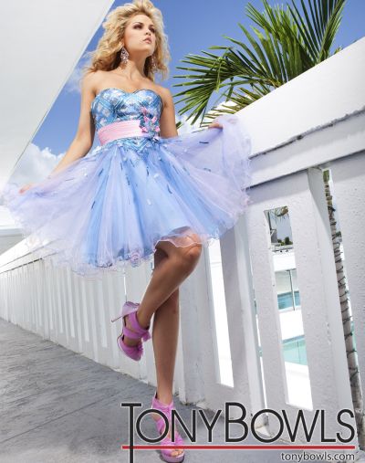 Celebrity Pink Shorts on Tony Bowls Shorts Blue And Pink Tulle Party Prom Dress Ts11258 Image