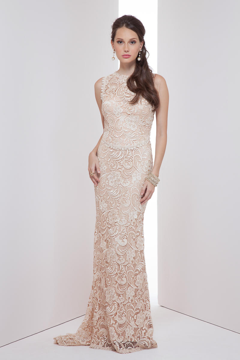 sheer overlay gown