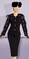 Donna Vinci Womens Church Suit 11011 with Feathers image