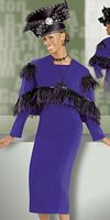 Ladies Cape Jacket Dress with Feathers Donna Vinci Suit 11013 image