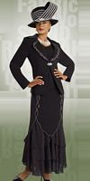 Donna Vinci Womens Black Tiered Church Suit 11018 image