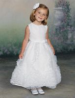 Size 7 White Joan Calabrese by Mon Cheri Flower Girls Dress 112314 image