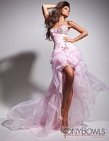 Size 0 Pink Tony Bowls Le Gala 113549 High Low Organza Evening Dress image