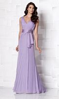 Size 10 Lavender Cameron Blake 113620 Pleated Chiffon Formal Dress image