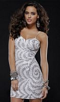 Ivory and Silver Beaded Cocktail Dress for Homecoming Scala 14243 image