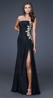 La Femme Hand Painted Flowers Grecian Prom Dress 15985 image