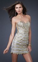 La Femme Short Gold Silver Hand Painted Prom Dress 16137 image