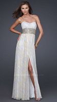 La Femme Beaded Waist Chiffon Prom Dress 16372 image
