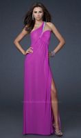 La Femme One Shoulder Beaded Chiffon Prom Dress 16377 image
