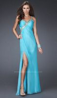 La Femme Hand Painted Leaf Pattern Chiffon Prom Dress 16467 image