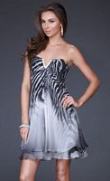 La Femme Black and White Zebra Print Short Homecoming Dress 16859 image