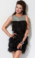 Jovani Black and Silver Jeweled Feather Dress for Homecoming 171155 image