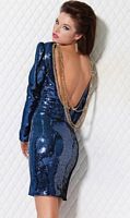 Jovani Long Sleeve Sequin Cocktail Dress with Exposed Back 171158 image