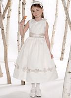Mon Cheri Joan Calabrese Organza Satin Girls Dress with Flowers 211304 image