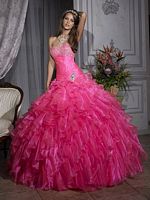 Size 6 Bubblegum Quinceanera Organza Dress by House of Wu 26688 image