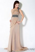Jovani Long One Shoulder Draped Prom Dress 3012 image