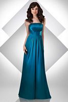 Size 8 Peacock Bari Jay Long Strapless Shirred Bridesmaid Dress 309 image
