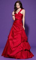 Satin Rouge One Shoulder Side Bustled Ball Gown 3477 by Alyce image